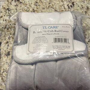 Gray and White Reversible Crib Rail Cover